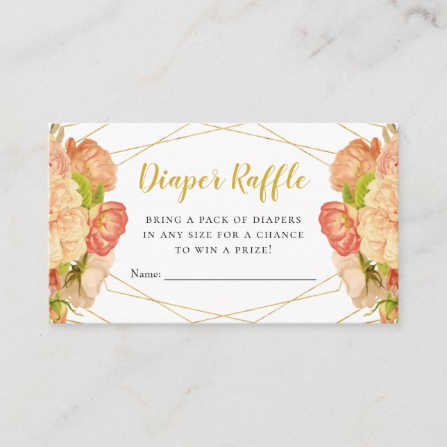 Carte D'accompagnement Poser des fleurs d'or Diaper Raffle Billets (Devant)