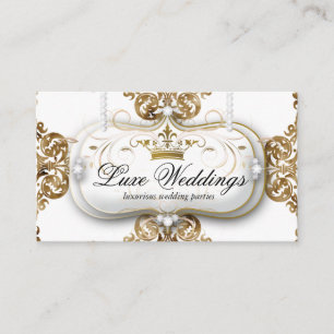 Carte D'accompagnement Posh Mariage Elegant Couronne Or Blanc