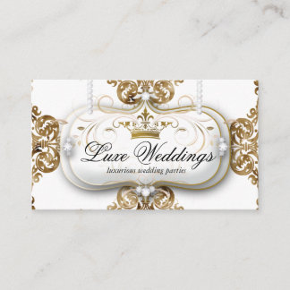 Carte D'accompagnement Posh Mariage Elegant Couronne Or Blanc