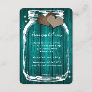 Carte D'accompagnement Pots en bois sarcelle Mariage d'automne Hébergemen