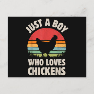 Carte D'accompagnement Poulet Juste Un Garçon Qui Aime Rétro Animal De Fe