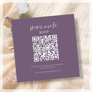 Carte D'accompagnement Pourpre   Code QR RSVP de mariage