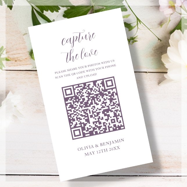 Carte D'accompagnement Pourpre | White Capture The Love QR Code (Créateur téléchargé)