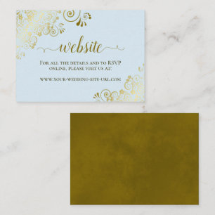 Carte D'accompagnement Powder Blue avec Gold Floral Lace Mariage Website