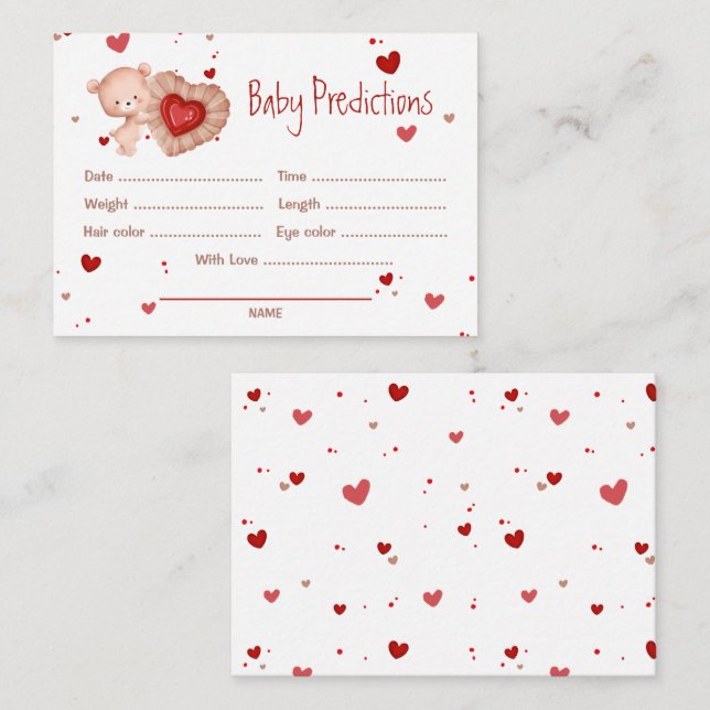 Carte D'accompagnement Prédictions Red Sweethee Baby shower jeu (Devant / Derrière)