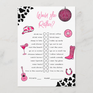 Carte D'accompagnement Préférerait-Elle Cowgirl Disco Enterrement de Vie