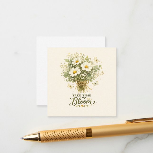 Carte D'accompagnement Prenez le temps de fleurir | Conception de bouquet (Devant/Arrière en situation)