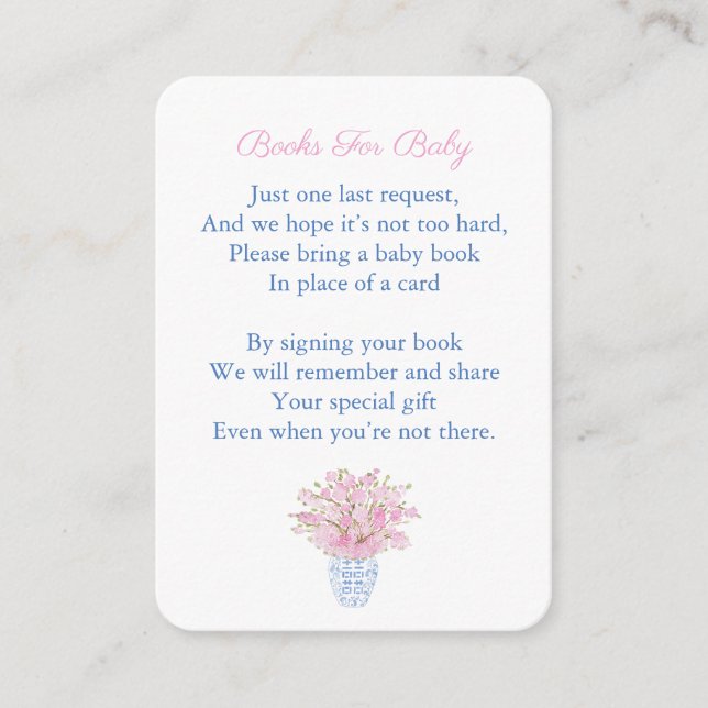 Carte D'accompagnement Preppy Baby Girl Douche Chinoiserie Apporter Un Li (Devant)
