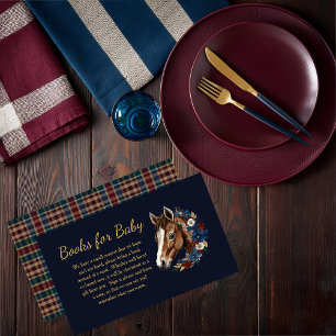 Carte D'accompagnement Préppy Foal équestre Floral Blue Livres pour bébé