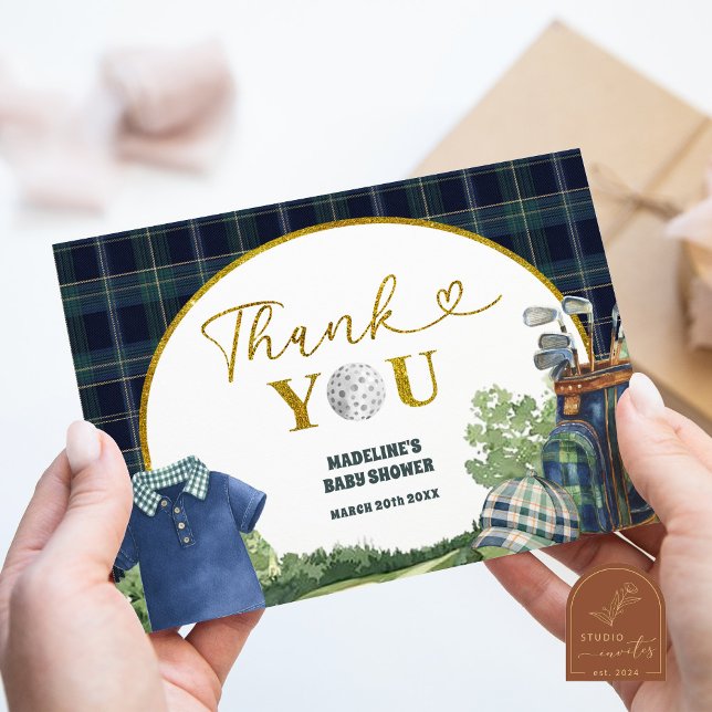 Carte D'accompagnement Preppy Luxury Golf Baby Shower Thank You Card (Créateur téléchargé)