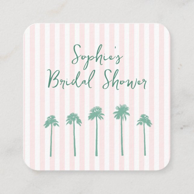 Carte D'accompagnement Preppy Palm Springs Bridal Shower QR Code RSVP (Dos)
