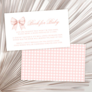 Carte D'accompagnement Prêppy pastel rose bow book pour bébé fille douche
