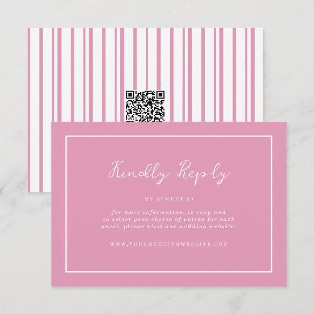 Carte D'accompagnement Preppy Peony Pink Chic Wedding Online RSVP Card (Devant / Derrière)