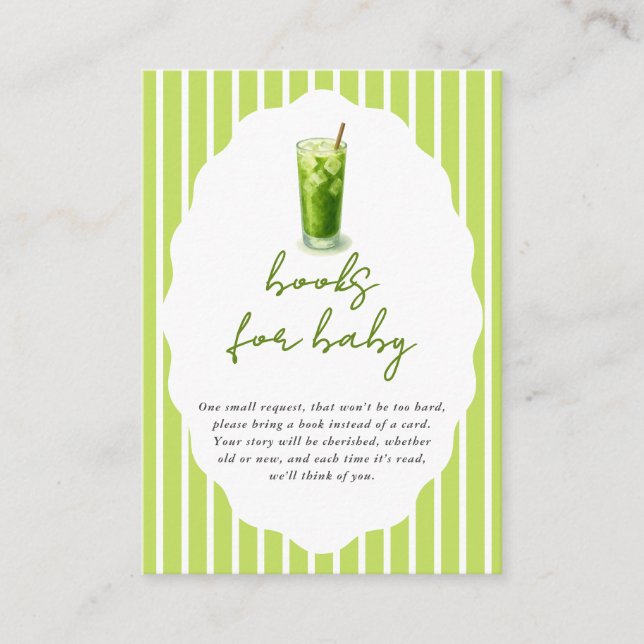 Carte D'accompagnement Preppy Stripes Matcha Baby Shower Books For Baby (Devant)