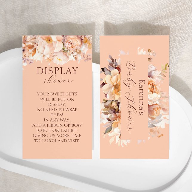 Carte D'accompagnement Présentation de Baby Shower Fleurs de Pêche (Créateur téléchargé)