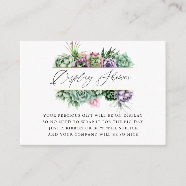 Carte D'accompagnement Présentation de Baby Shower Géométrique Succulent  (Devant)