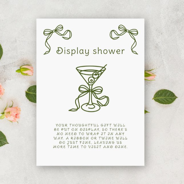 Carte D'accompagnement Présentation de douche de mariée Martini Bow (Créateur téléchargé)