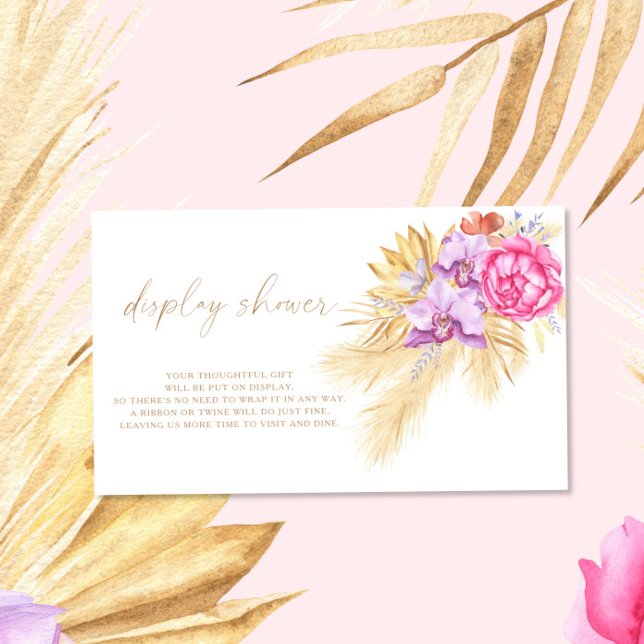 Carte D'accompagnement Présentation de douche Floral Boho pampas (Créateur téléchargé)