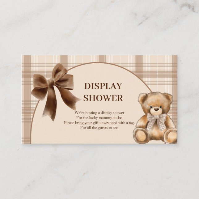 Carte D'accompagnement Présentation de douche ourson élégant beige carrea (Devant)