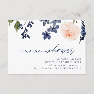 Carte D'accompagnement Présentation florale rose et bleue pour la douche