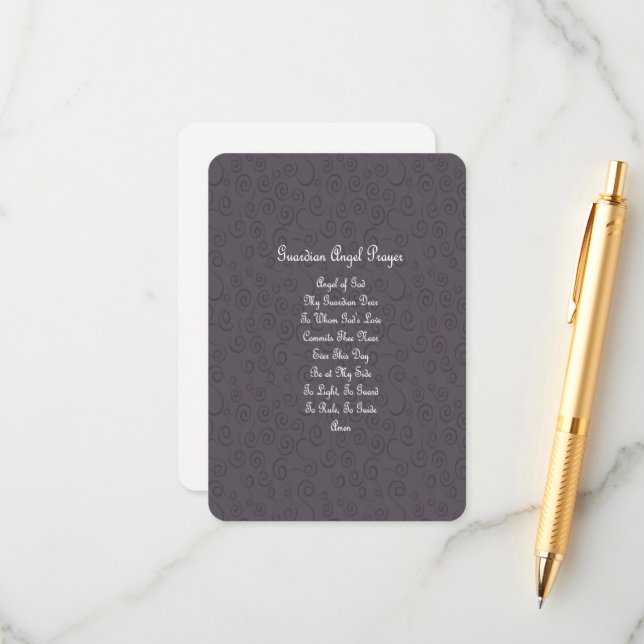 Carte D'accompagnement Prière Angel Guardian Gris Charbon (Devant/Arrière en situation)