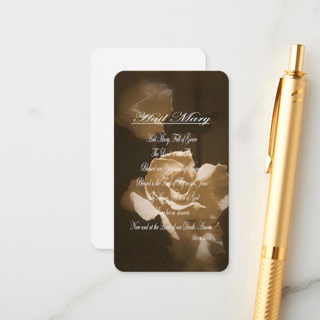 Carte D'accompagnement Prière de Hail Mary (Devant/Arrière en situation)