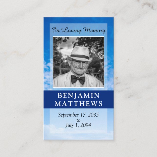 Carte D'accompagnement Prière funéraire moderne personnalisée Poème Ciel  (Devant)