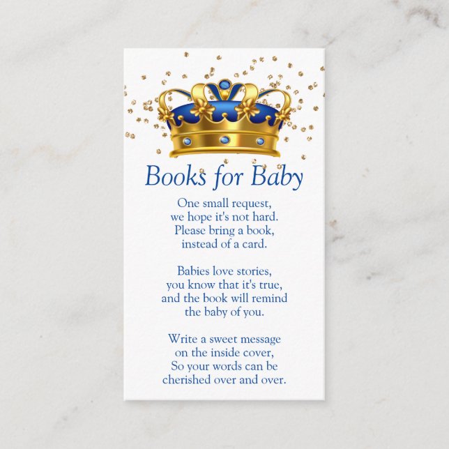 Carte D'accompagnement Prince Royal Blue Gold Elephant Books for Baby (Devant)