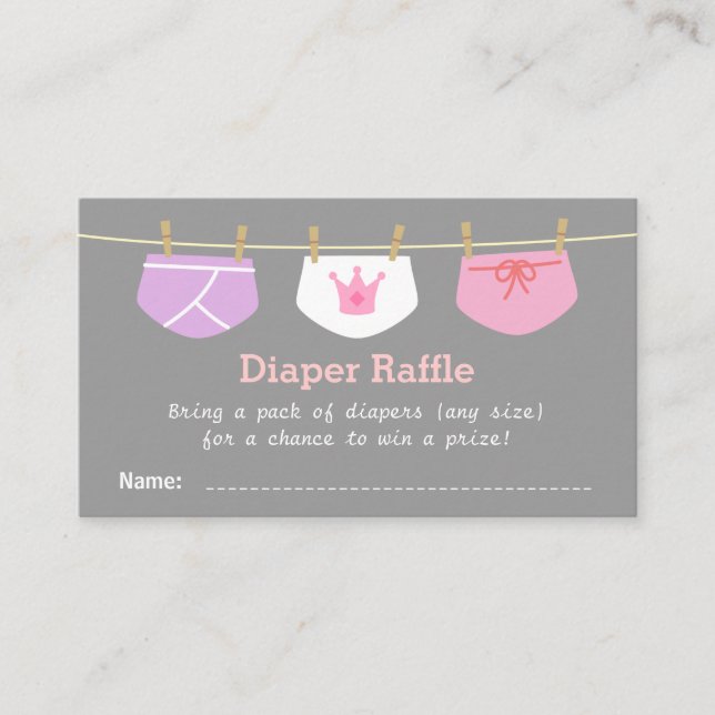 Carte D'accompagnement Princess Girl Baby shower, Déchets Raffle (Devant)