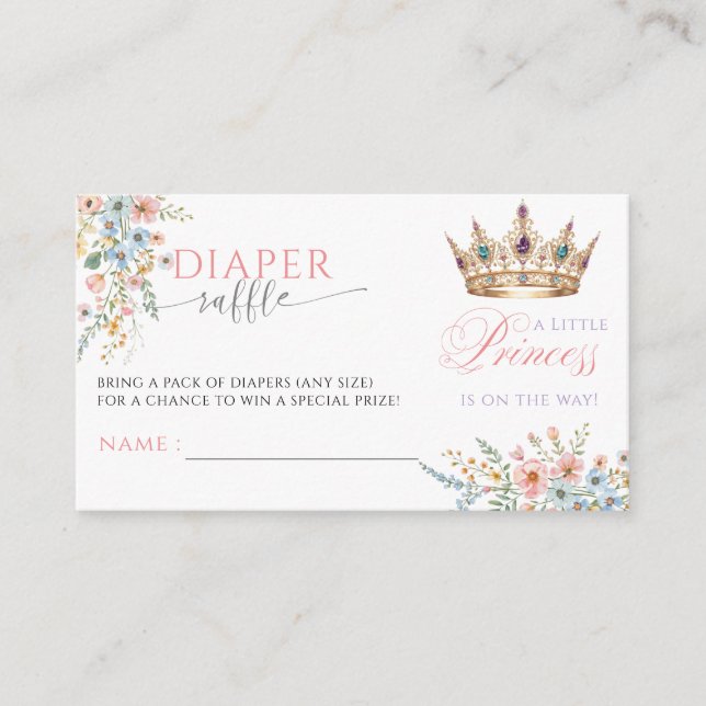 Carte D'accompagnement Princess Gold Crown Baby Shower Diaper Raffle (Devant)