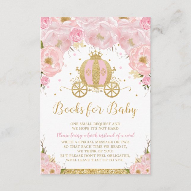 Carte D'accompagnement Princesse Carriage Baby shower Floral Apportez un  (Devant)