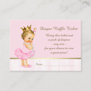 Carte D'accompagnement Princesse Diaper Raffle Ticket de ballerine