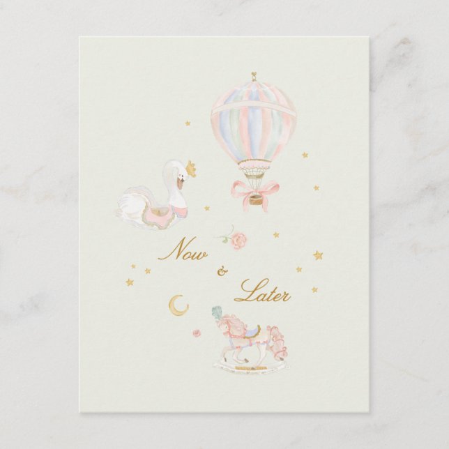 Carte D'accompagnement princesse élégante fille baby shower rose (Devant)