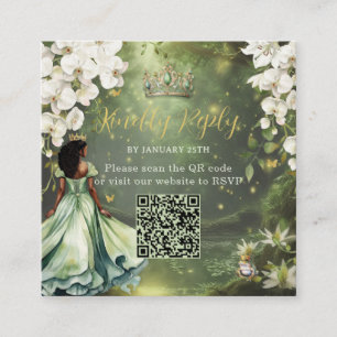 Carte D'accompagnement Princesse & Grenouille Robe Verte Douce 16 Quince