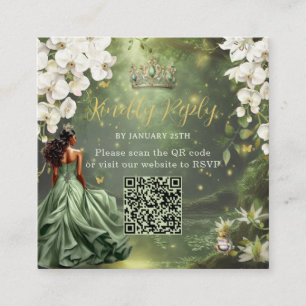 Carte D'accompagnement Princesse & Grenouille Robe Verte Douce 16 Quince 