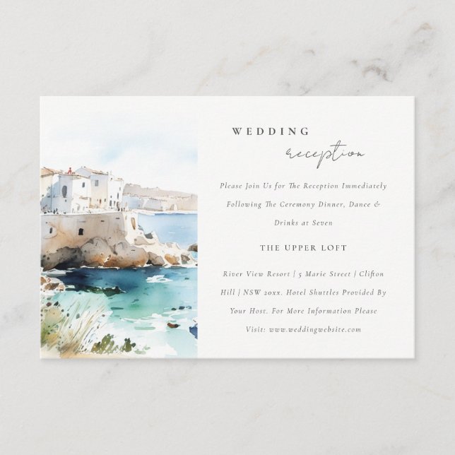 Carte D'accompagnement Puglia Italy Watercolor Scape Wedding Reception (Devant)