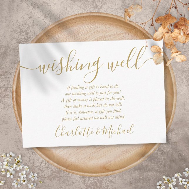 Carte D'accompagnement Puit de souhaits Signature Script Mariage Or (Créateur téléchargé)