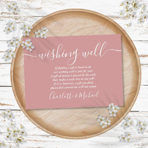 Carte D'accompagnement Puit de vœux Signature Script Mariage Rose Poussié