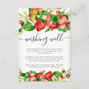 Carte D'accompagnement Puits à souhaits de mariage aux fraises et fleurs