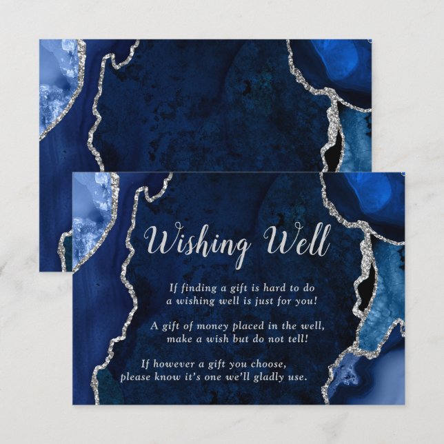 Carte D'accompagnement Puits à souhaits de mariage bleu marine et agate a (Devant / Derrière)