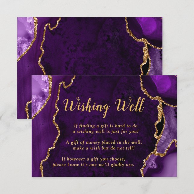 Carte D'accompagnement Puits à souhaits de mariage en agate violette et d (Devant / Derrière)