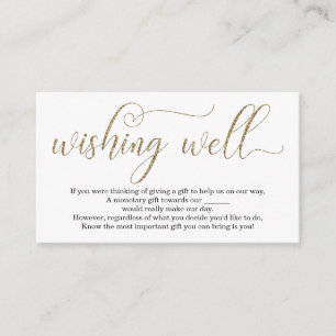 Carte D'accompagnement Puits de souhaits à paillettes dorées pour invitat