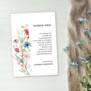 Carte D'accompagnement Puits de souhaits de mariage aux fleurs sauvages