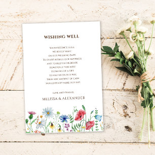 Carte D'accompagnement Puits de souhaits de mariage aux fleurs sauvages