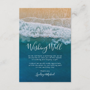Carte D'accompagnement Puits de souhaits de mariage élégant sur une plage