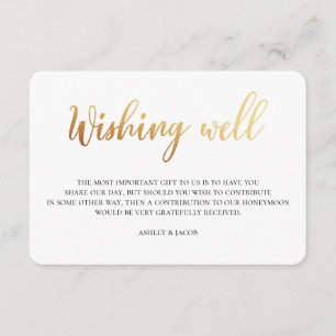 Carte D'accompagnement Puits de souhaits de mariage en or. Insert moderne