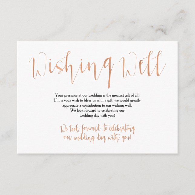 Carte D'accompagnement Puits de souhaits de mariage en or rose (Devant)