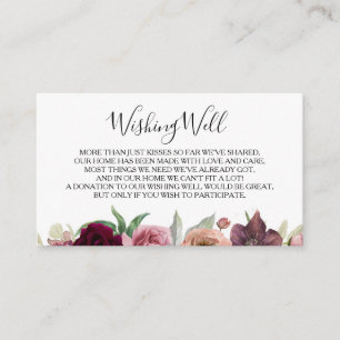 Carte D'accompagnement Puits de souhaits de mariage floral rose poussiére