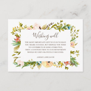 Carte D'accompagnement Puits de souhaits floral aquarelle. Mariage de ver