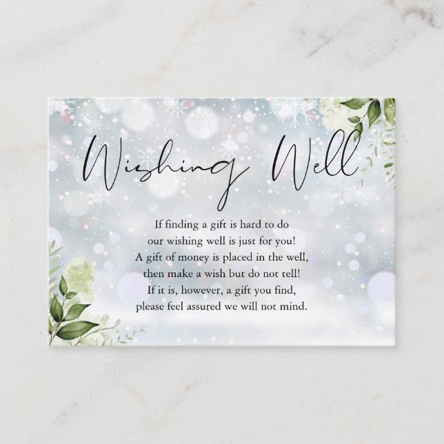 Carte D'accompagnement Puits de souhaits floraux de verdure Mariage d'hiv (Devant)
